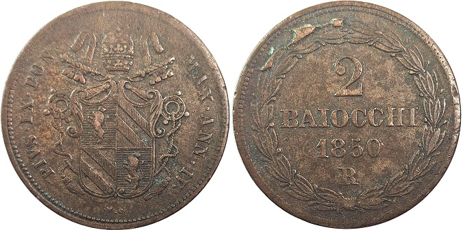 Pius IX 1850 2 Baiocchi